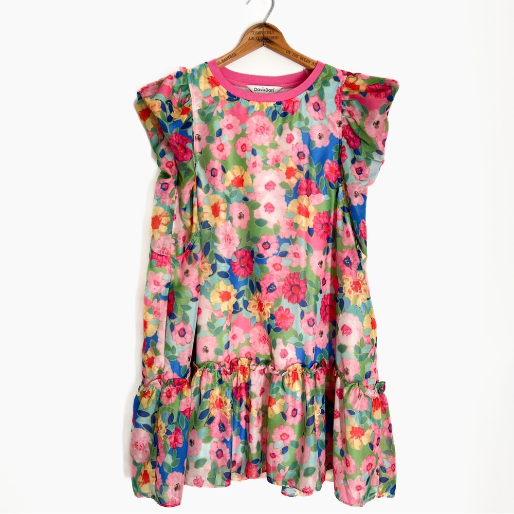 Davi & Dani Floral Ruffle Hem Dress